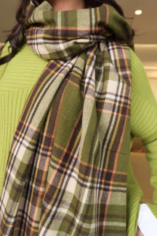 Mackenzie Plaid Blanket Scarf Olive /20=